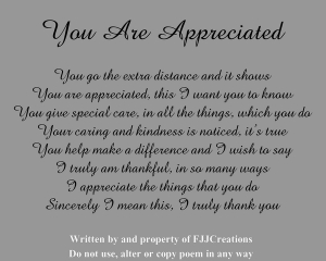 you are appreciated
